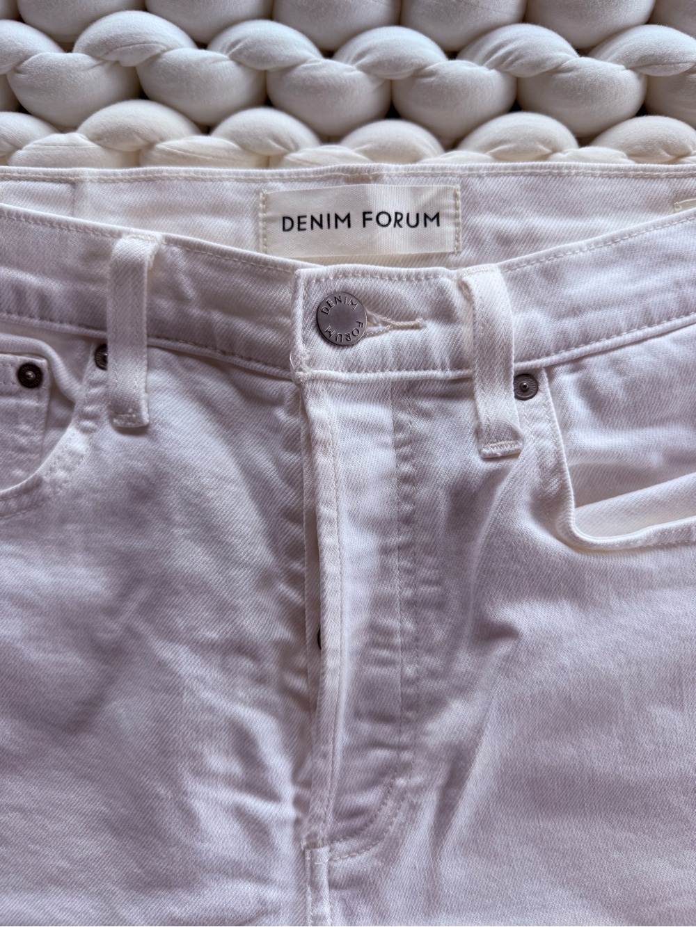 Denim Forum Cream High-Rise Straight Jeans